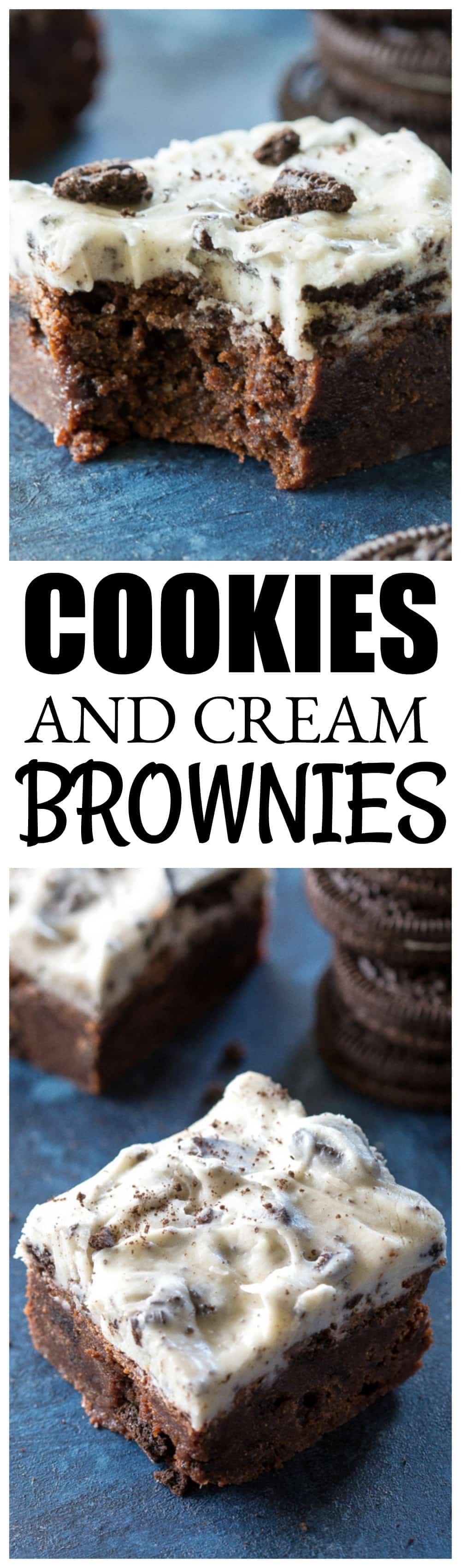Biscuits et brownies à la crème - brownies au chocolat riches avec un glaçage crémeux Oreo.  la-fille-qui-a-tout-mange.com