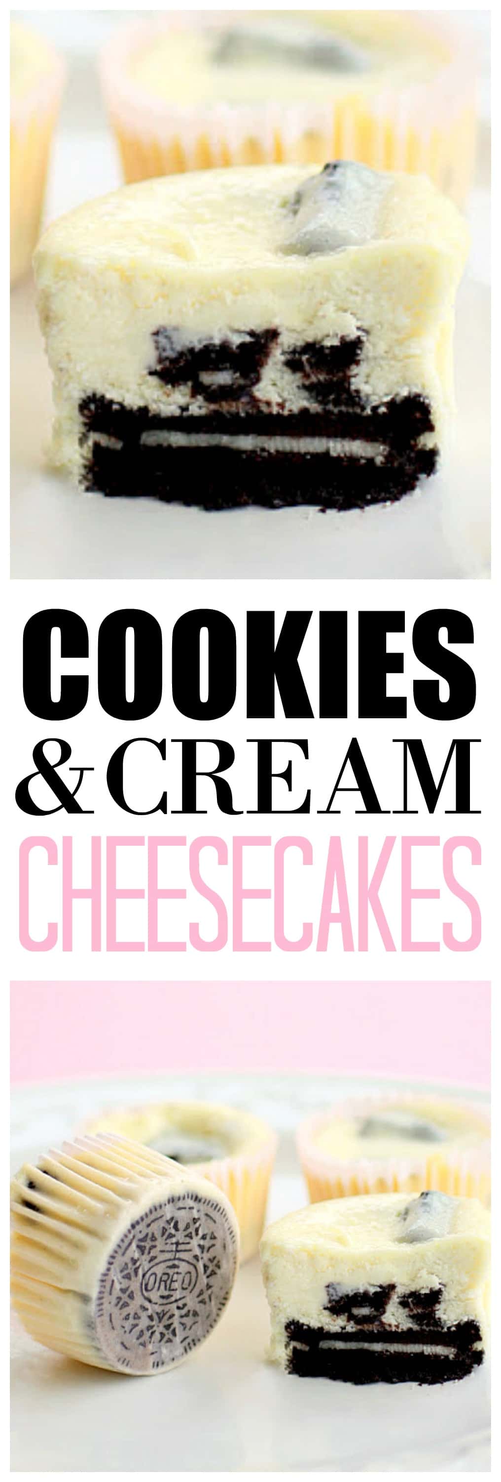 Les biscuits et les gâteaux au fromage à la crème ne pourraient pas être plus faciles.  Chacun a un Oreo complet comme croûte!  #oreo #cheesecake #dessert #recette